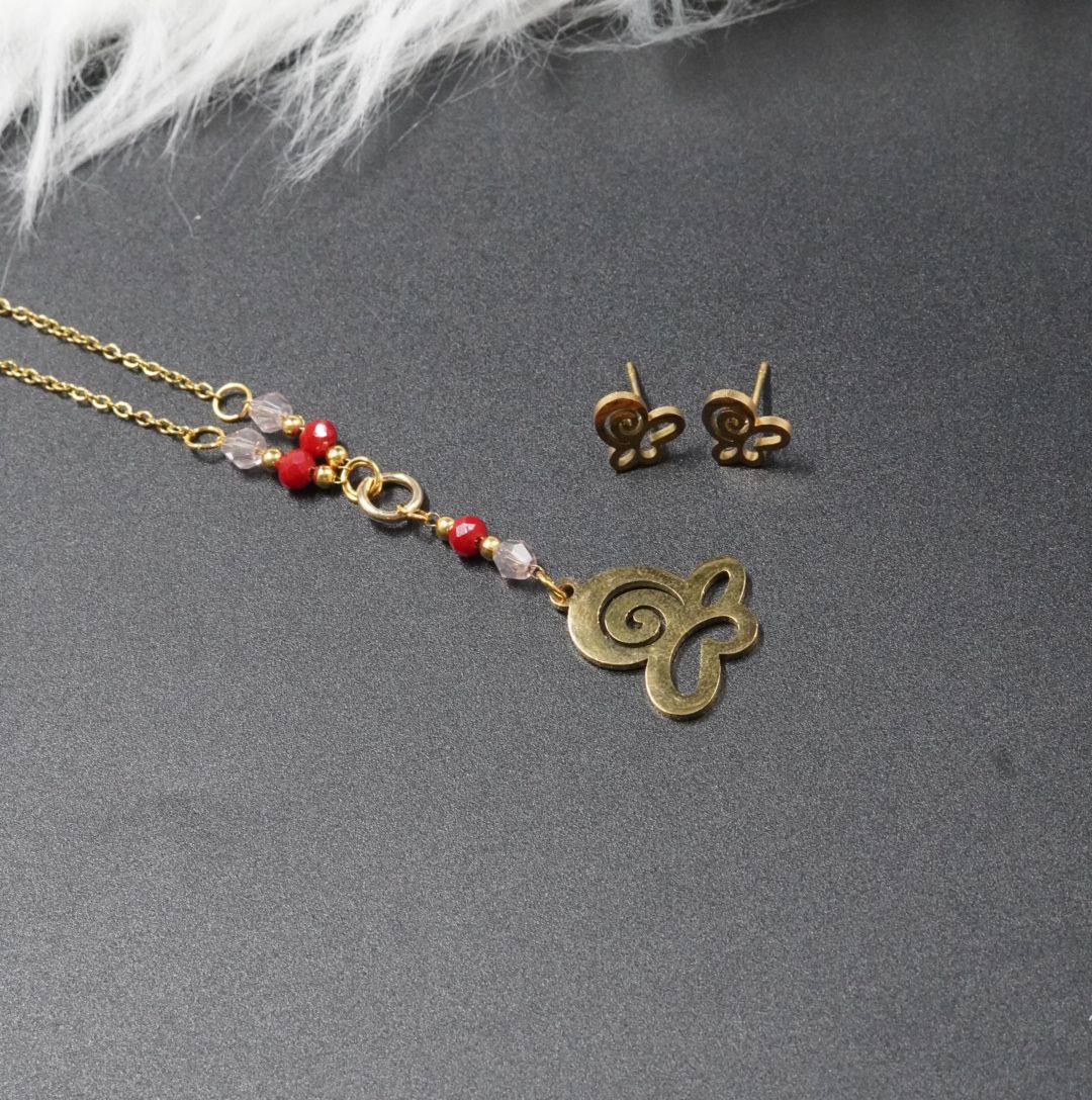 Miniatura 2 de JUEGUITO CORBATIN MURANO MARIPOSA ROSADO